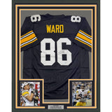 Framed Autographed/Signed Hines Ward 35x39 Pittsburgh Black Retro Jersey BAS COA