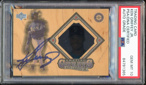 1996 Upper Deck Amazing Greats Ken Griffey Jr. On Card PSA/DNA Auto GEM MINT 10