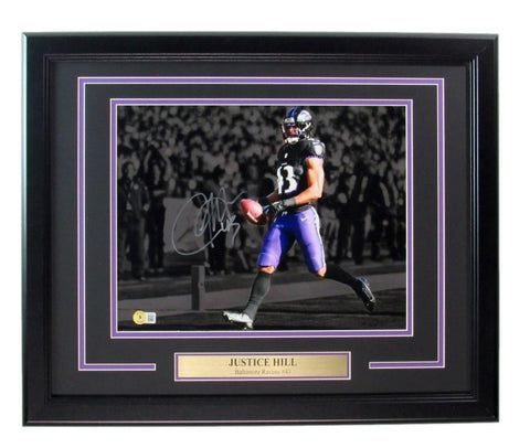 Justice Hill Ravens Autographed 11x14 Photo Framed Beckett 184986