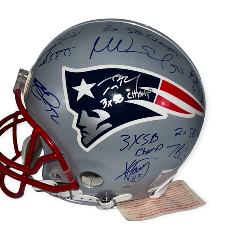 New England Patriots Legends Team Signed Autographed Helmet Brady Inscribed JSA