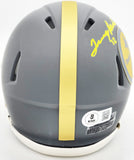 Terry Bradshaw Signed Steelers Slate Gray Speed Mini Helmet Beckett Wit