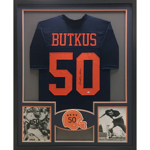 Dick Butkus Autographed Signed Framed Illinois Jersey MOUNTED MEMORIES
