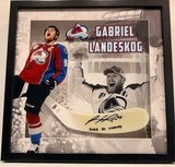 Gabe Landeskog Autographed Stick Blade w/ Inscription Light Framed Fanatics COA