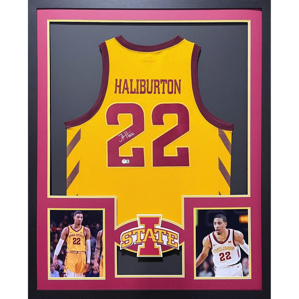 Tyrese Haliburton Autographed Signed Framed Iowa State Yellow Jersey BECKETT
