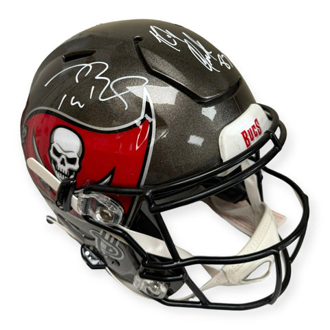 Tom Brady & Rob Gronkowski Signed Autographed Authentic Flex Helmet Fanatics JSA