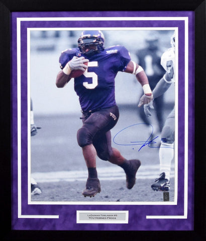 LADAINIAN TOMLINSON AUTOGRAPHED TCU HORNED FROGS 16x20 FRAMED PHOTO COA