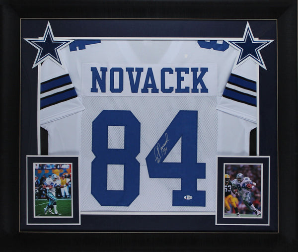 Jay Novacek Authentic Signed White Pro Style Framed Jersey BAS Witnessed
