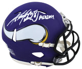 Vikings Adrian Peterson "All Day" Signed Speed Mini Helmet w/ Case BAS Witnessed