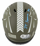 Panthers Ja'Tavion Sanders Signed STS Speed Mini Helmet w/ Case BAS Witnessed