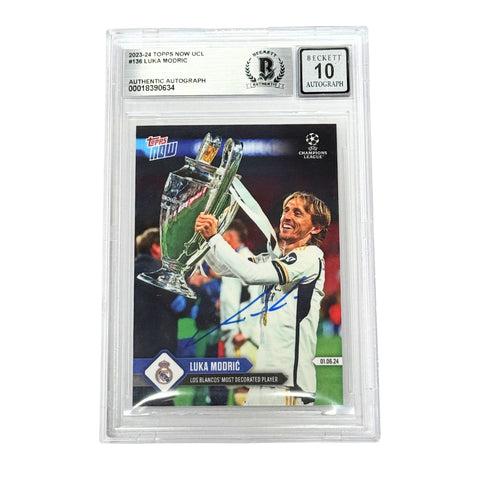 Luka Modric Signed 2024-25 Topps Now UCC Most Decorated Player - BGS 10