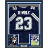Framed Autographed/Signed Rico Dowdle 35x39 Dallas Blue Football Jersey BAS COA