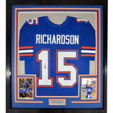 Framed Signed Anthony Richardson 35x39 Florida Blue Jersey JSA COA