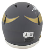 Vikings Adrian Peterson Authentic Signed Slate Speed Mini Helmet BAS Witnessed