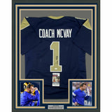 FRAMED Autographed/Signed SEAN MCVAY 33x42 LA Dark Blue Jersey Beckett BAS COA