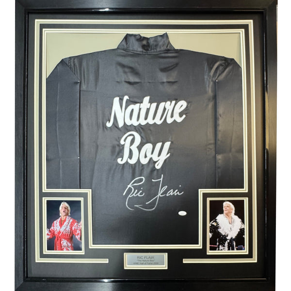 Framed Autographed/Signed Ric Flair 35x39 Nature Boy Black Robe JSA COA