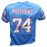 Bruce Matthews Autographed/Signed Pro Style Blue Jersey Beckett 42799