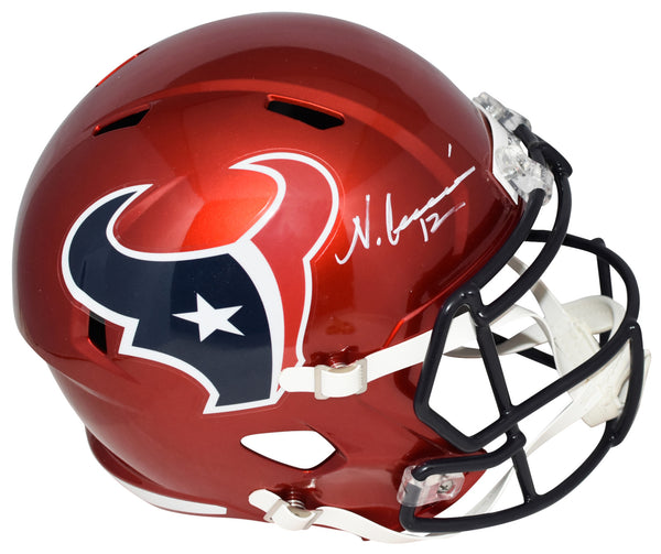 NICO COLLINS AUTOGRAPHED HOUSTON TEXANS RED FULL SIZE SPEED HELMET BECKETT
