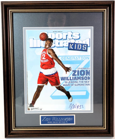 Zion Williamson Autographed Sports Illustrated Kids Magazine 8x10 Framed PSA COA