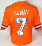 John Elway Autographed Denver Broncos Orange Large Jersey w/Inscription BAS COA