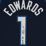 Framed Anthony Edwards Minnesota Timberwolves Signed Navy Nike