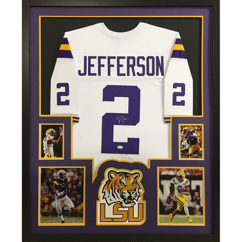 Justin Jefferson Autographed Signed Framed LSU Lousiana State Jersey JSA