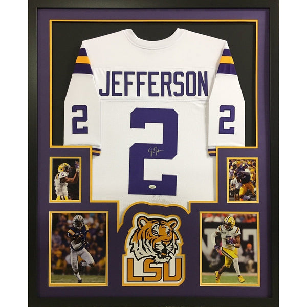 Justin Jefferson Autographed Signed Framed LSU Lousiana State Jersey JSA