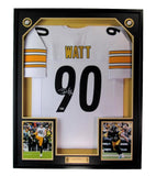 T.J. Watt Autographed White Football Jersey Steelers Framed Beckett 193626