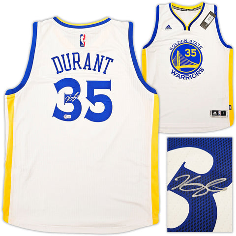 WARRIORS KEVIN DURANT AUTOGRAPHED WHITE ADIDAS JERSEY L BECKETT 212186