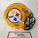Autographed/Signed Ben Roethlisberger Steelers Football Mini Helmet Fanatics COA