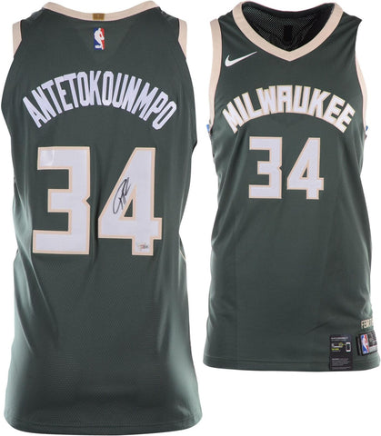 Giannis Antetokounmpo Milwaukee Bucks Autographed Green Nike Authentic Jersey