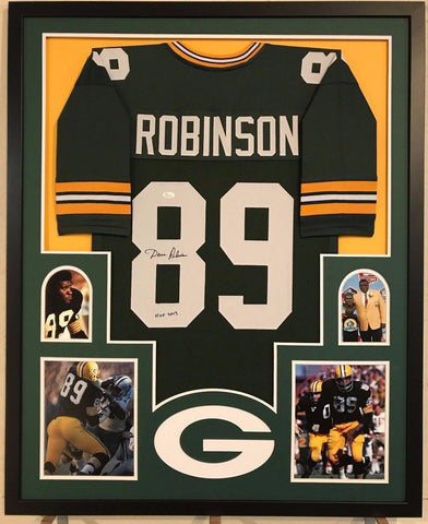FRAMED DAVE ROBINSON AUTOGRAPHED SIGNED INSCRIBE GREENBAY PACKERS JERSEY JSA COA