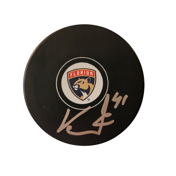 Vitek Vanecek Autographed Florida Panthers Logo Hockey Puck Beckett