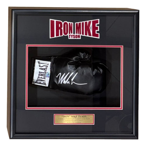 Mike Tyson Signed Framed Black Right Hand Everlast Boxing Glove Tyson Hologram