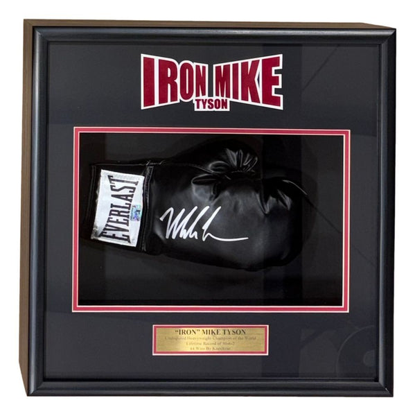 Mike Tyson Signed Framed Black Right Hand Everlast Boxing Glove Tyson Hologram