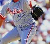 Curt Schilling Signed Philadelphia Phillies Framed 16x20 MLB Photo - Inscription