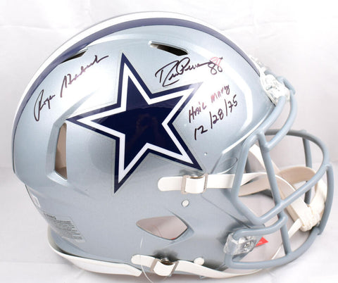 Drew Pearson Roger Staubach Signed Cowboys F/S Speed Authentic Helmet- Beckett W
