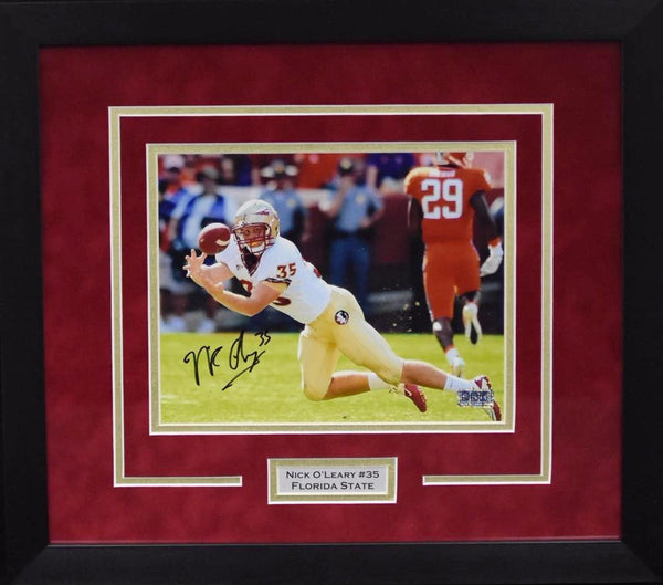 NICK O'LEARY SIGNED FLORIDA STATE SEMINOLES 8x10 FRAMED PHOTO COA