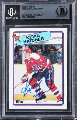 Capitals Kevin Hatcher Authentic Signed 1988 Topps #86 Card BAS Slabbed