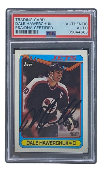 Dale Hawerchuk Signed 1990 Topps #141 Buffalo Sabres Hockey Card PSA/DNA