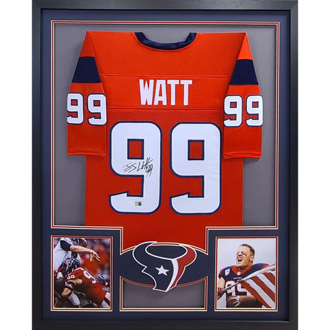 J.J. Watt Autographed Signed Framed Houston Texans Wisconsin JJ Jersey JSA