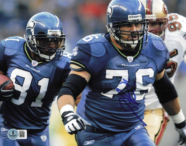 Steve Hutchinson Autographed 8x10 Photo Seattle Seahawks Beckett BAS QR #BS36874