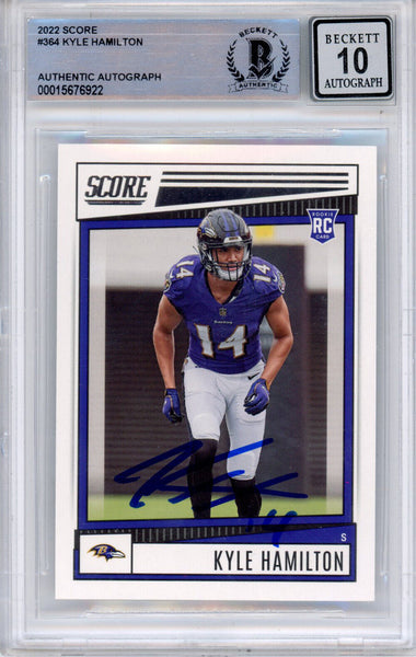 Kyle Hamilton Autographed 2022 Score #364 (Grade 10 ) Beckett Slabbed 39936