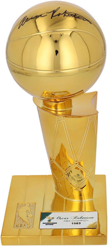 Oscar Robertson Milwaukee Bucks Signed Finals Champ Rep Larry O'Brien Trophy