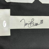 Framed Autographed/Signed Tim Brown 33x42 Oakland Black Football Jersey JSA COA