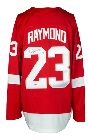 Lucas Raymond Detroit Red Wings Autographed 16 x 20 1st Hat Trick  Celebration Photograph with 1st NHL Hat Trick 10-24-21 Inscription