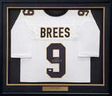 NEW ORLEANS SAINTS DREW BREES AUTOGRAPHED FRAMED WHITE JERSEY BECKETT BAS 200416