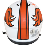 John Elway Autographed Denver Broncos Lunar Mini Helmet Beckett Witness 50197