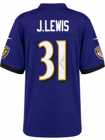 Jamal Lewis Signed Baltimore Ravens Purple Nike Replica Football Jersey (SS COA)