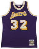 Lakers Magic Johnson "HOF 02" Signed 1984-85 M&N HWC Authentic Purple Jersey BAS