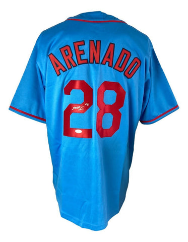 Nolan Arenado St. Louis Signed Throwback Blue Baseball Jersey JSA